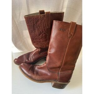Vintage 70s ACME Dingo Campus Boots Brown Leather Pull On Mens 10 1/2